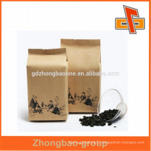 Biodegradable Flat bottom Kraft paper bag for tea packaging guangzhou producer